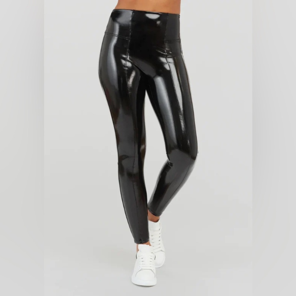 Spanx Faux Leather Black Patent Leggings